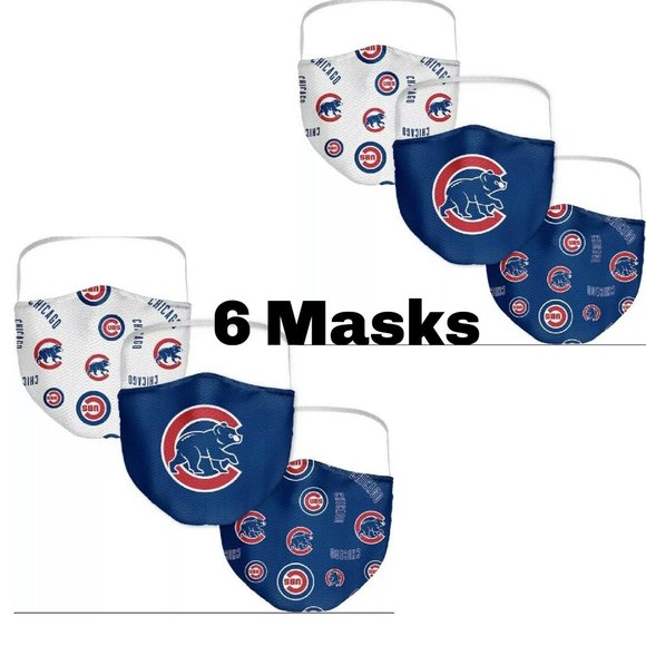 6 New MLB Chicago Cubs Face Masks Unisex New in Package - Picture 1 of 6